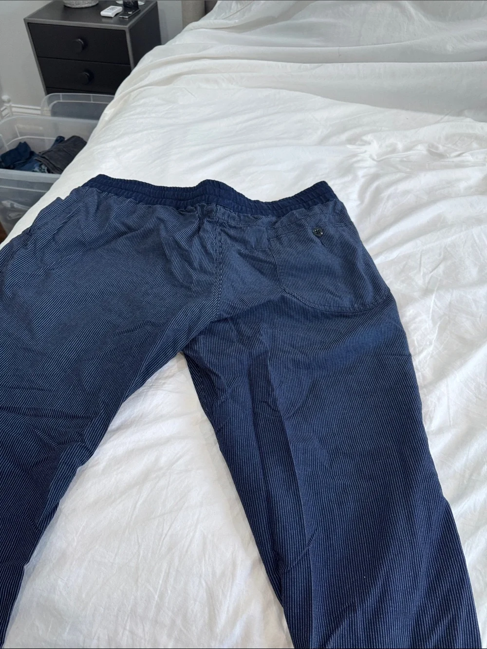 J. Crew Navy Pinstriped Drawstring Indigo Joggers